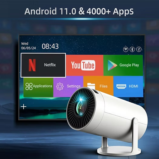 M300 Max Full HD 4K Taşınabilir Android Box Oyun Konsolu Projektör 2 Kol