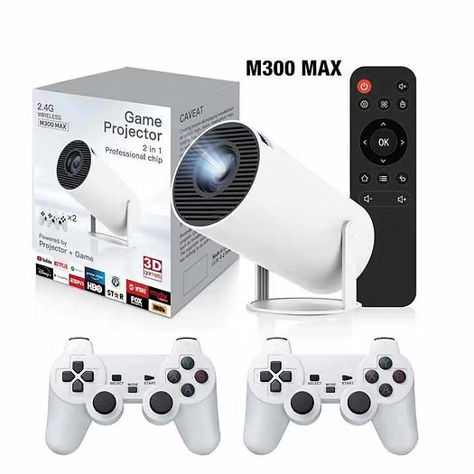 M300 Max Full HD 4K Taşınabilir Android Box Oyun Konsolu Projektör 2 Kol