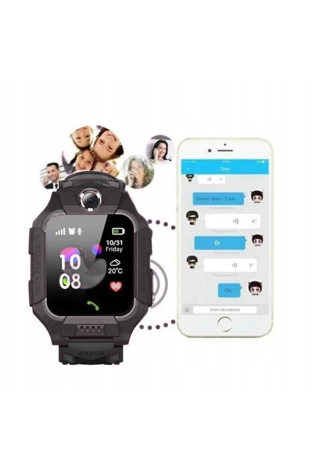 Wodimark Sim Kartlı LBS Konumlu Kameralı Akıllı Çocuk Takip Saati – SOS Acil Arama, Gizli Dinleme, IMEI Kayıt (SİYAH)