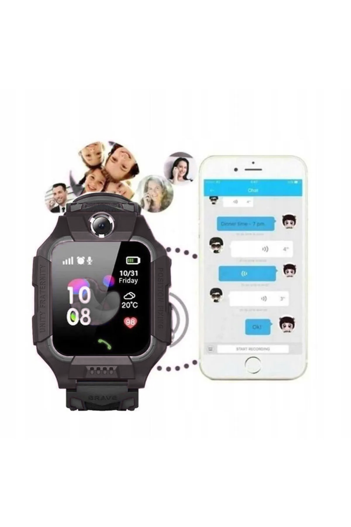 Wodimark Sim Kartlı LBS Konumlu Kameralı Akıllı Çocuk Takip Saati – SOS Acil Arama, Gizli Dinleme, IMEI Kayıt (SİYAH)