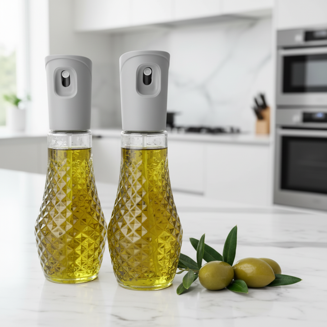 2'li Set Cam Sprey Yağdanlık sirkelik - Airfryer, Izgara, Fritöz, Salata, Yemek Püskürtmeli Yağdanlık