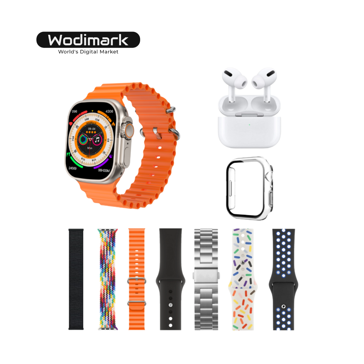 Wodimark i20 Ultra MAX 2 Suit Akıllı Saat – Şeffaf Ekran Korumalı AirPod Kulaklık Hediyeli