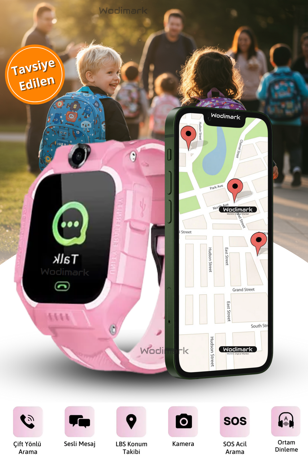Wodimark Sim Kartlı LBS Konumlu Kameralı Akıllı Çocuk Takip Saati – SOS Acil Arama, Gizli Dinleme, IMEI Kayıt
