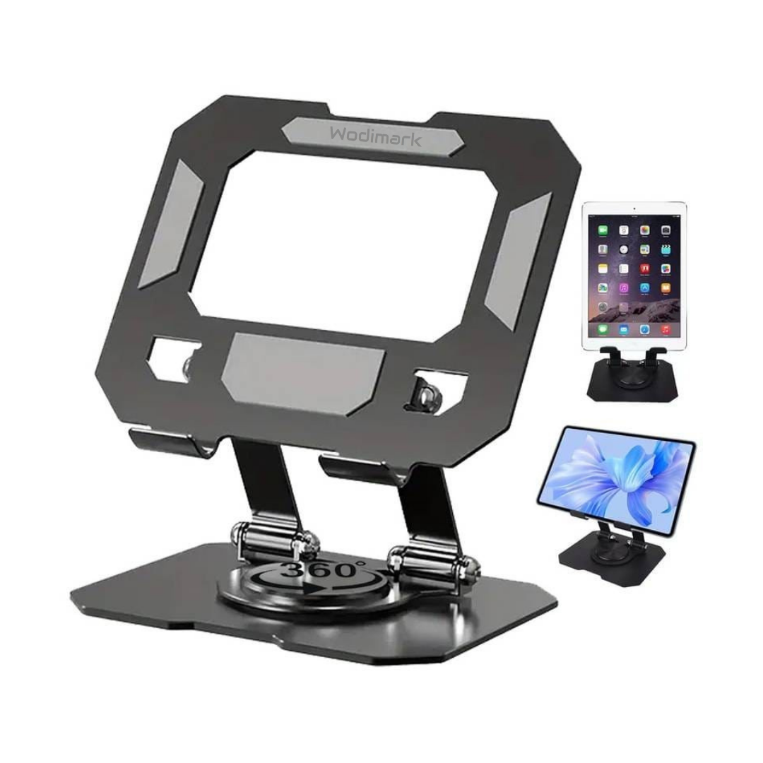Wodimark 360° Döner Tablet Standı | iPad İçin Katlanabilir Masaüstü Tablet ve Telefon Tutucu