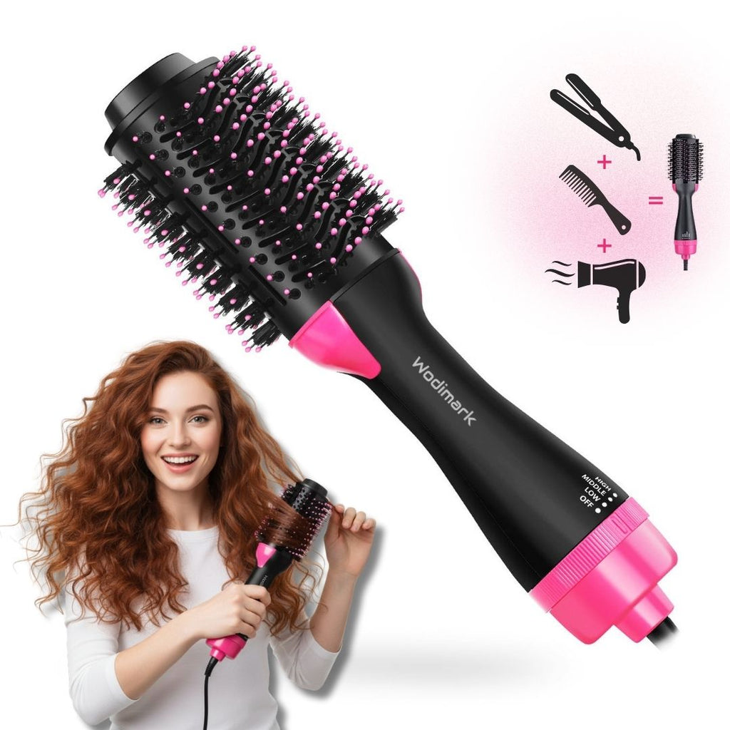 3’ü 1 Arada Saç Şekillendirici Fön Tarağı 1000W | Kurutma, Düzleştirme ve Hacim | İyon Teknolojisi