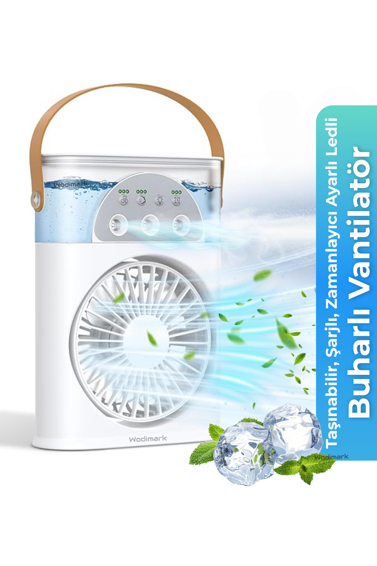 Wodimark Smart Taşınabilir Işıklı Spreyli Vantilatör Buzlu Buharlı Vantilatör Mi