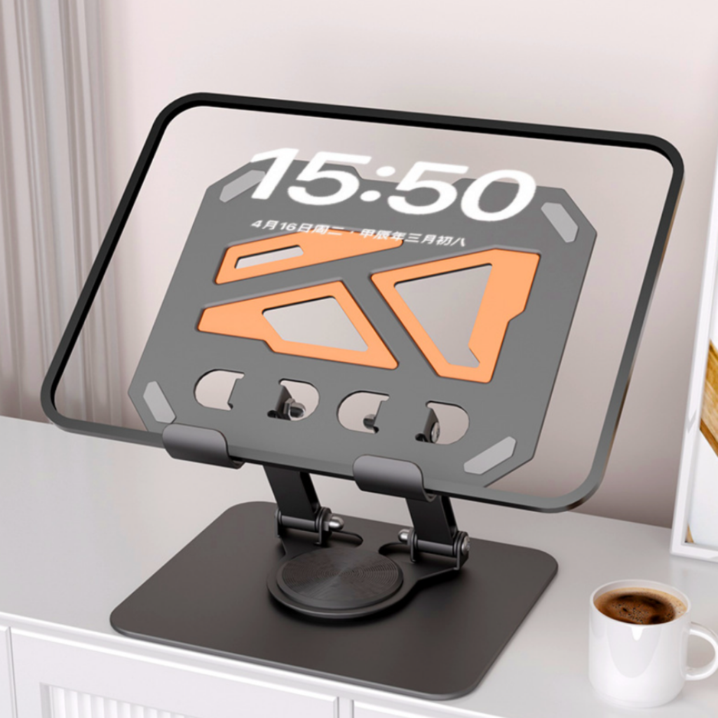 360° Dönebilen Alüminyum Tablet Standı | Yükseklik ve Eğim Ayarlı Metal Tablet Tutucu | 7–12 İnç | iPad Tablet Tutucu