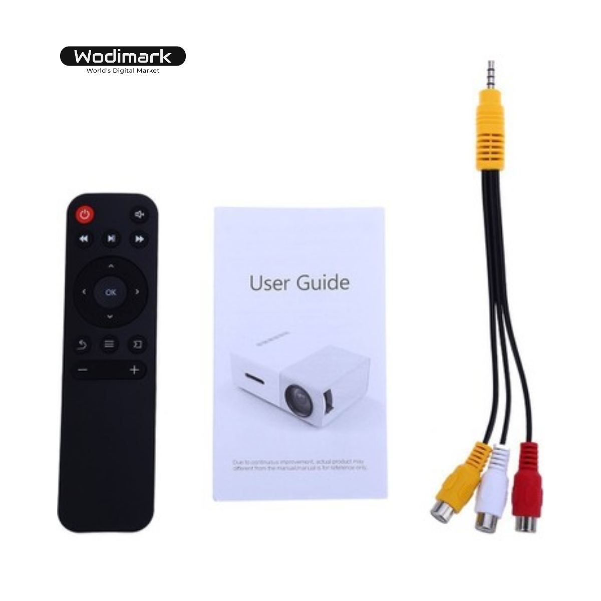 Wodimark YG300 Mini Pro Taşınabilir LED Projeksiyon Cihazı – Android 1080P, Dahili Batarya, HDMI / USB / SD Kart Girişli Ev Sineması Sistemi