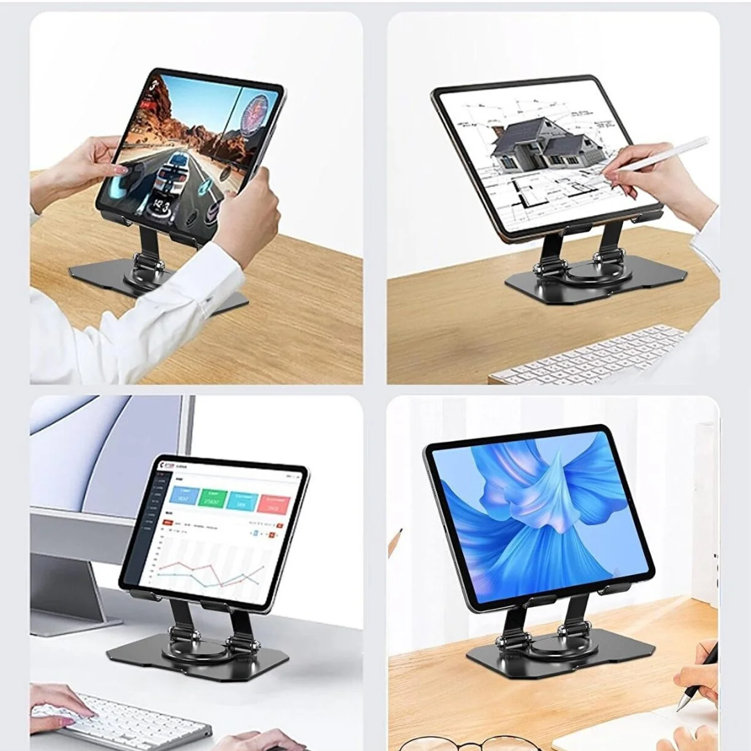 Wodimark 360° Döner Tablet Standı | iPad İçin Katlanabilir Masaüstü Tablet ve Telefon Tutucu
