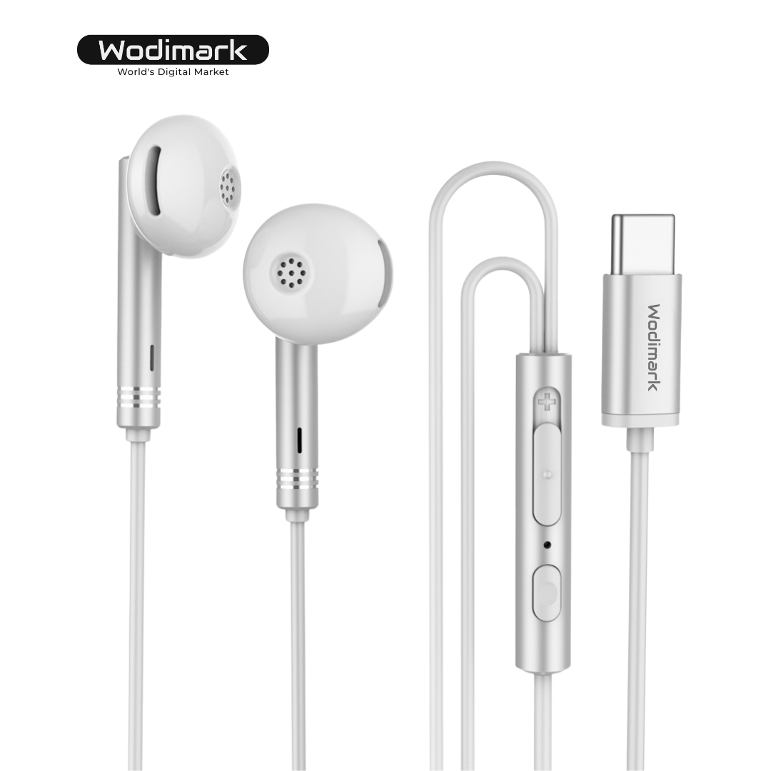 Wodimark Type-C Kablolu Kulaklık – Beyaz renkli