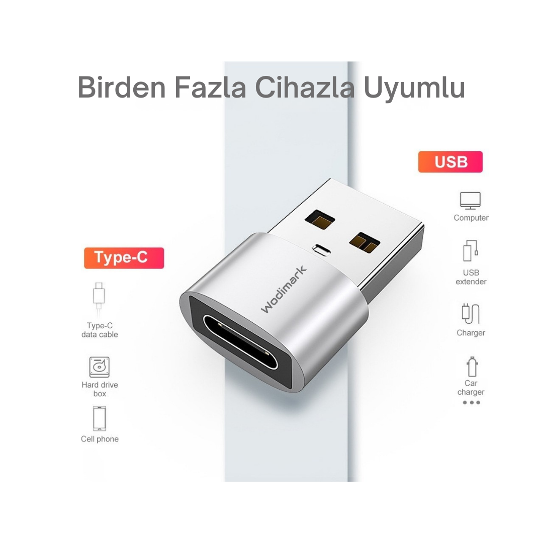 USB to Type-C 3.0 OTG Dönüştürücü – USB’den Type-C’ye Yüksek Hızlı Veri Aktarımı | Gri (1 Adet)