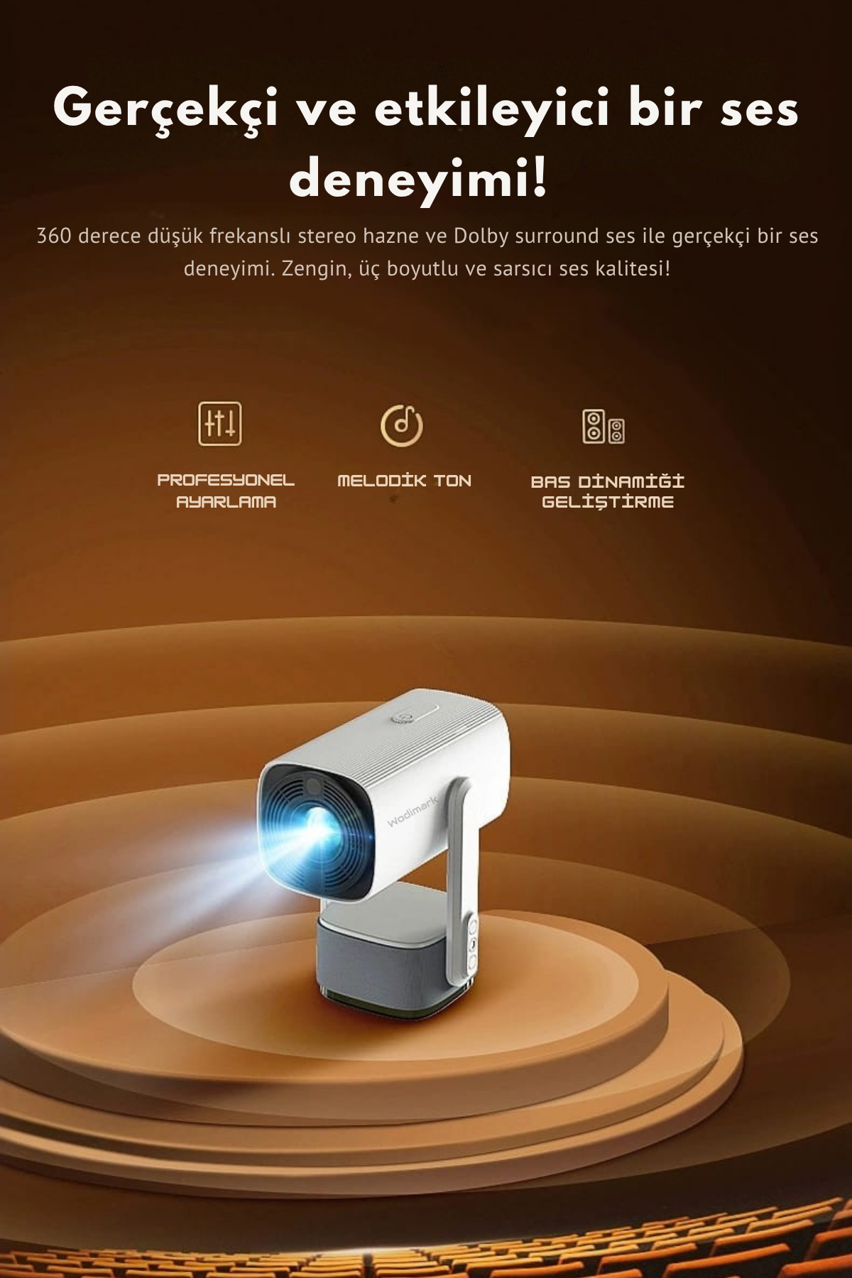 Wodimark K2 Pro+ Taşınabilir Powerbankli Projeksiyon Cihazı