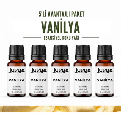 Juvya. 5'Li Vanilya Esansiyel Uçucu Koku Yağı Buhurdanlık Yağı Difüzör Esansı Hobi Esans Ortam Oda Kokusu 10ml
