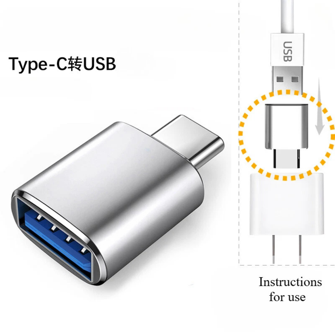 Wodimark USB-A to Type-C OTG Metal Adaptör | USB 3.0 Hızlı Veri ve Şarj Dönüştürücü (Gümüş)