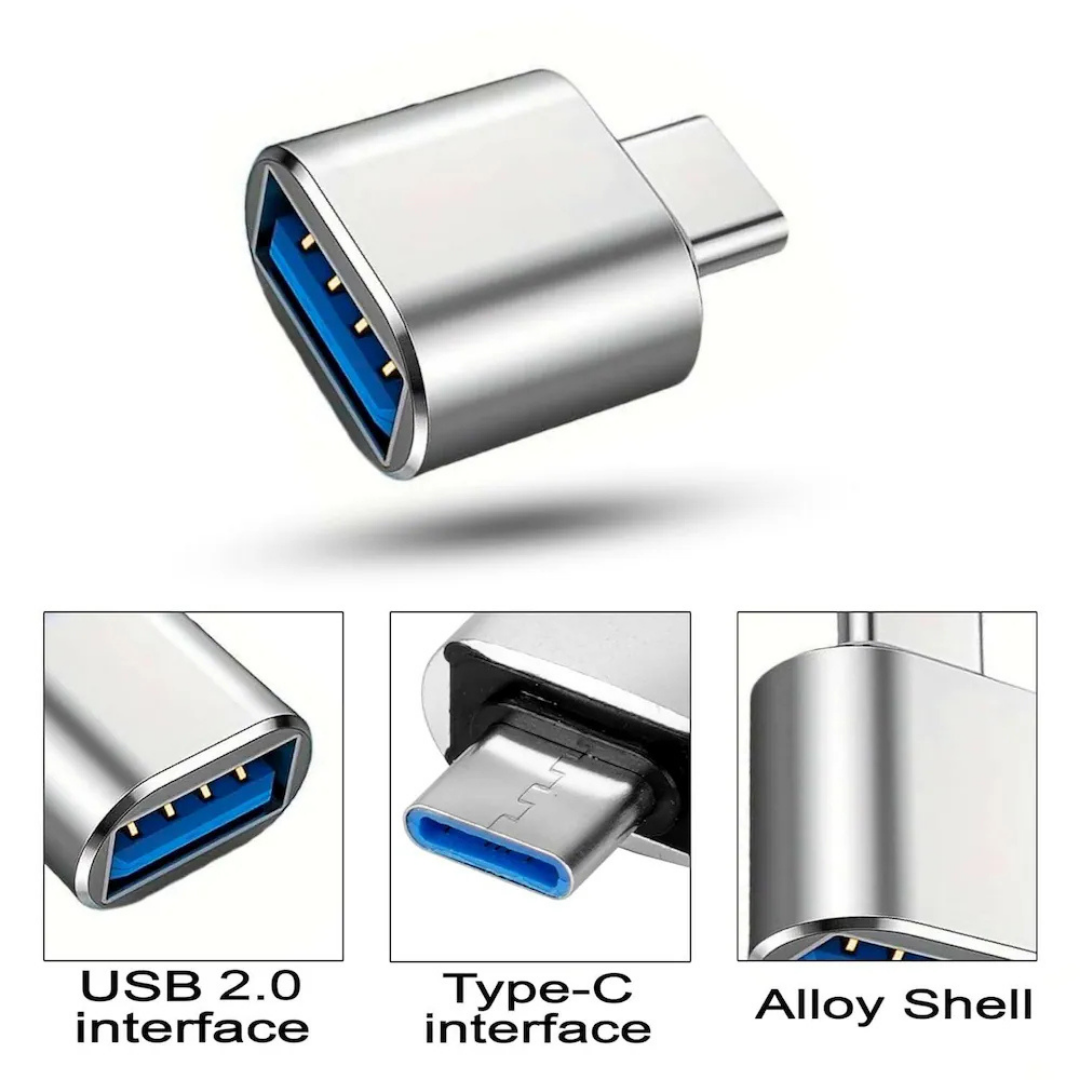 Wodimark USB-A to Type-C OTG Metal Adaptör | USB 3.0 Hızlı Veri ve Şarj Dönüştürücü (Gümüş)