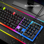 RGB Oyuncu Klavye Mouse Seti | Metal Gövdeli, Tam Boyutlu Q Klavye, 1600 DPI Gaming Mouse | USB Kablolu