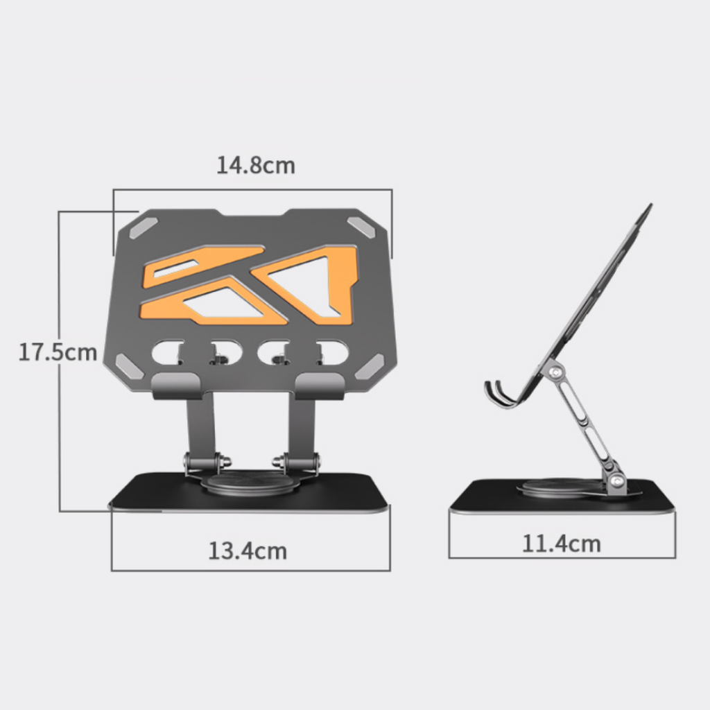 360° Dönebilen Alüminyum Tablet Standı | Yükseklik ve Eğim Ayarlı Metal Tablet Tutucu | 7–12 İnç | iPad Tablet Tutucu