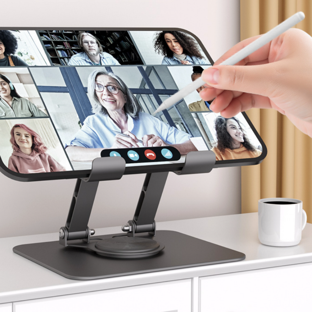 360° Dönebilen Alüminyum Tablet Standı | Yükseklik ve Eğim Ayarlı Metal Tablet Tutucu | 7–12 İnç | iPad Tablet Tutucu