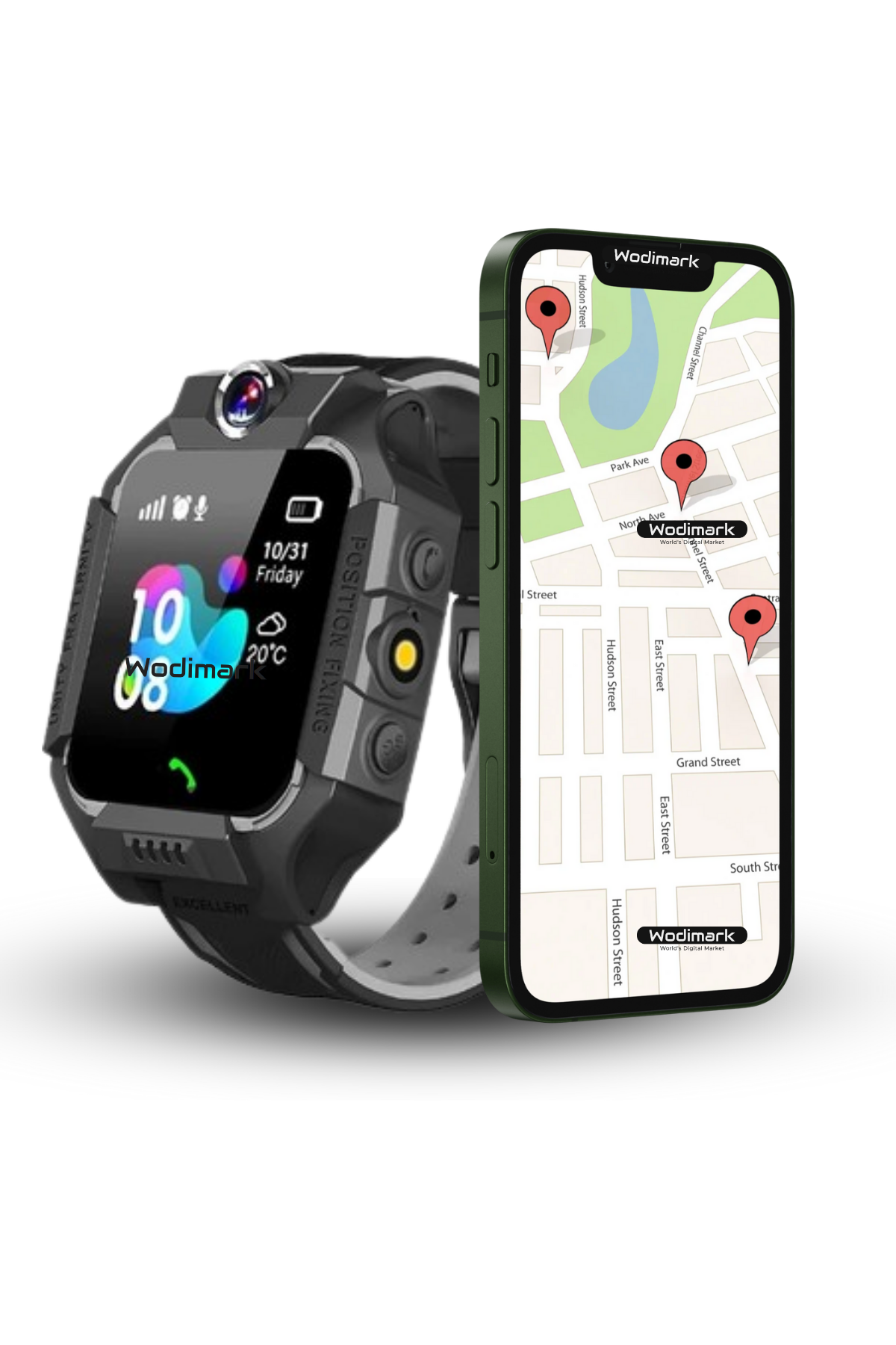 Wodimark Sim Kartlı LBS Konumlu Kameralı Akıllı Çocuk Takip Saati – SOS Acil Arama, Gizli Dinleme, IMEI Kayıt (SİYAH)