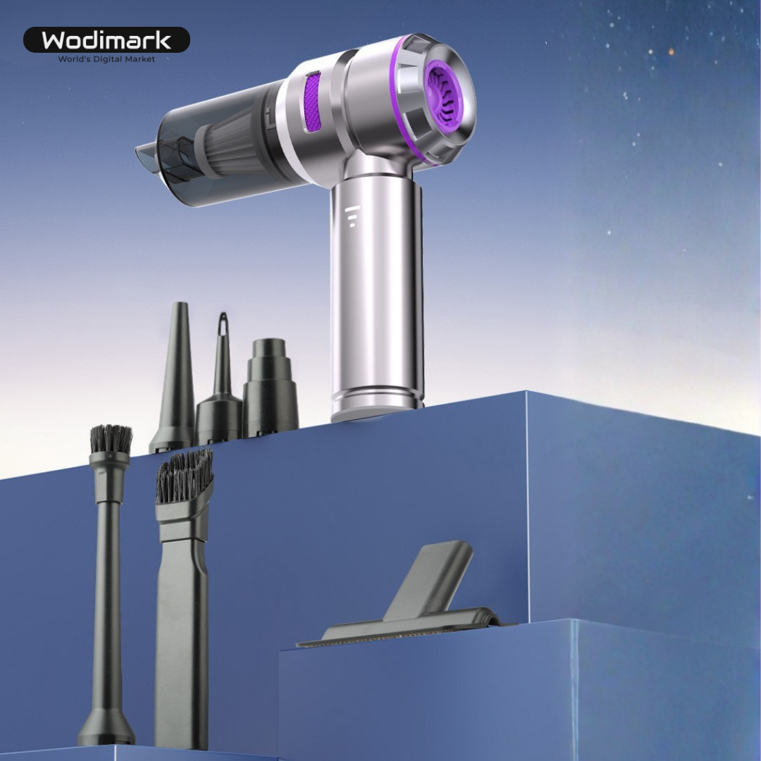 17000Pa Güçlü Kablosuz El Süpürgesi | 4’ü 1 Arada Mini Vakum, LED Ekranlı & Üfleme Özellikli – Araba ve Ev Temizliği İçin