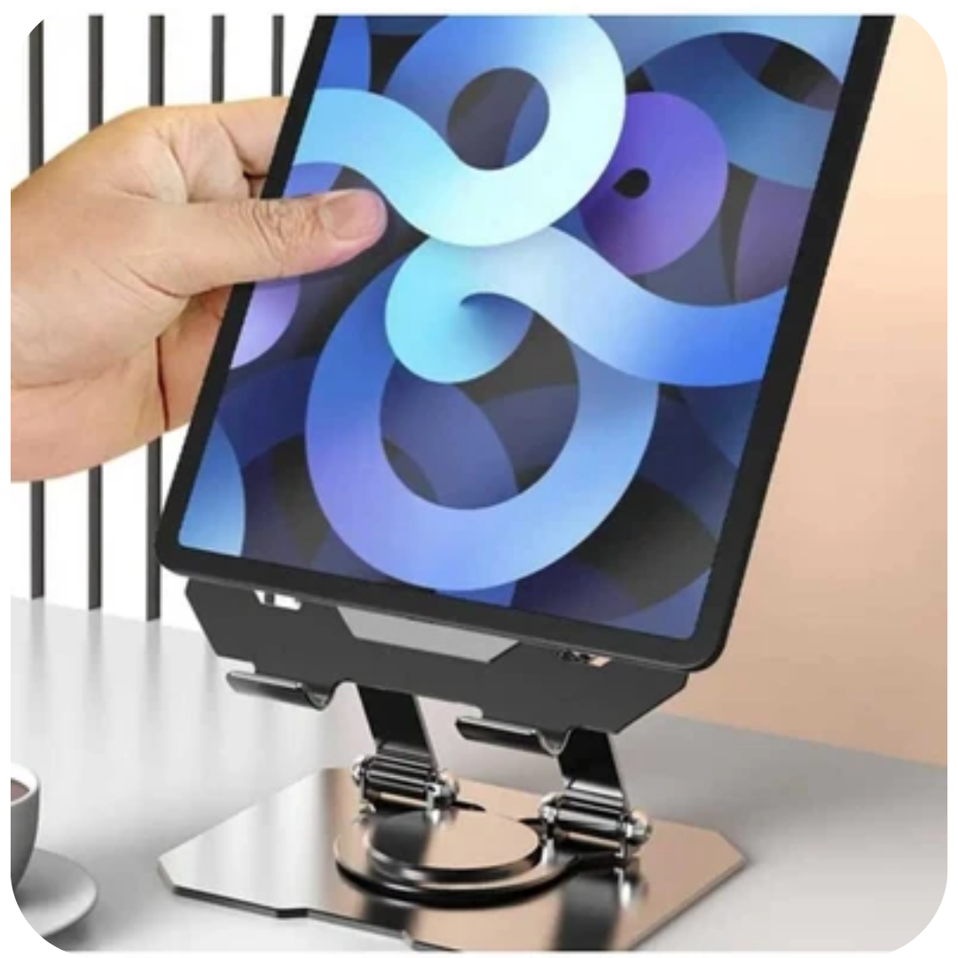 Wodimark 360° Döner Tablet Standı | iPad İçin Katlanabilir Masaüstü Tablet ve Telefon Tutucu