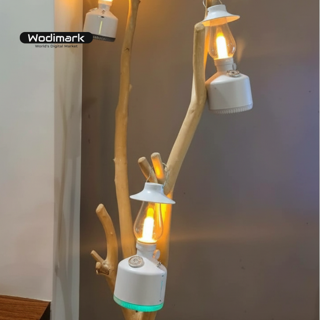 Wodimark Retro Gaz Lambası Görünümlü Şarjlı Hava Nemlendirici | LED Gece Lambası & Aroma Difizör | Sessiz Nano Buhar Teknolojisi