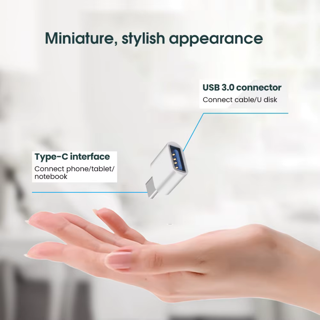 Wodimark USB-A to Type-C OTG Metal Adaptör | USB 3.0 Hızlı Veri ve Şarj Dönüştürücü (Gümüş)