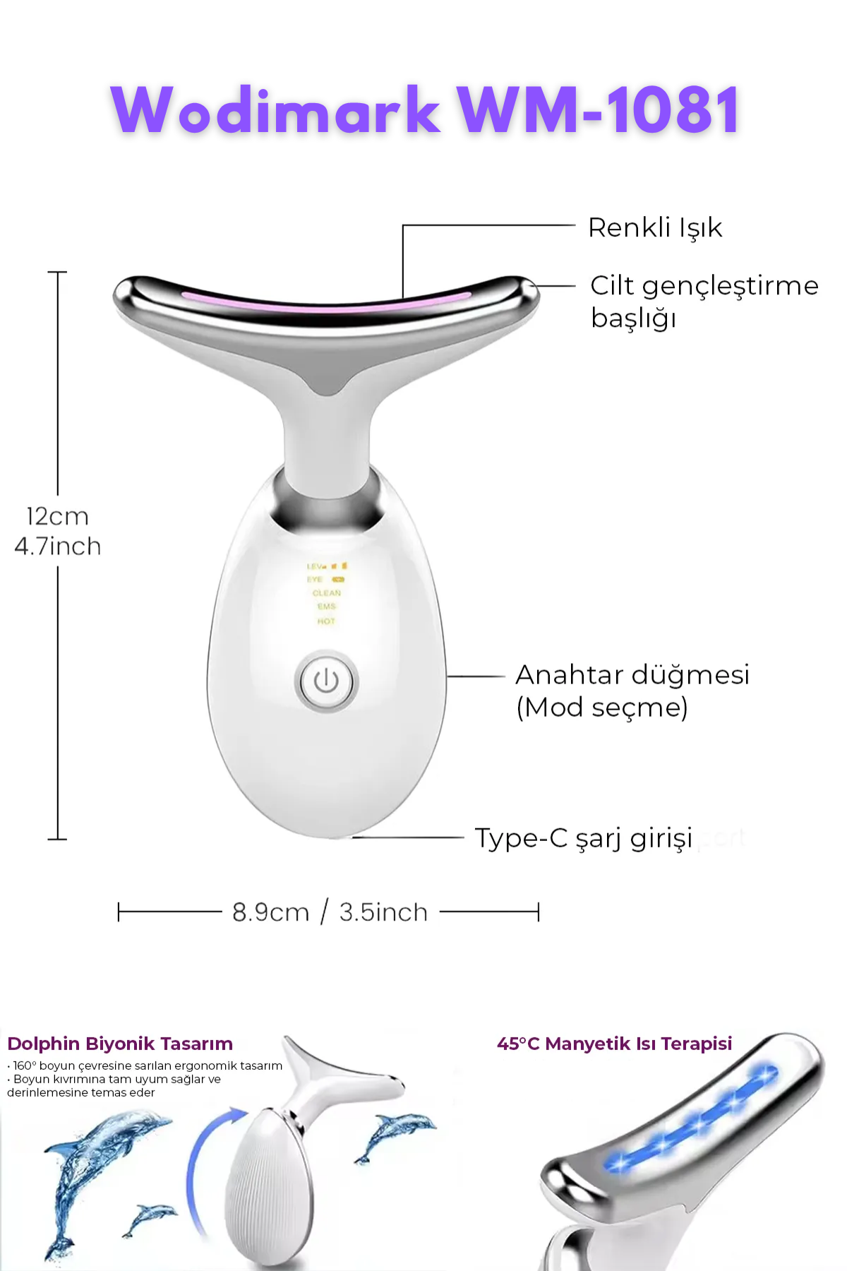 Wodimark World's Digital Market Boyun ve Yüz – 7 Programlı EMS Güzellik Cihazı (