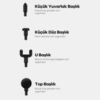 Wodimark El Tipi Taşınabilir Kas Masaj Aleti 4 Masaj Başlığı ve 6 Hız Ayarı ile Ağrı Giderici, Şarjlı Mini Masaj Aleti