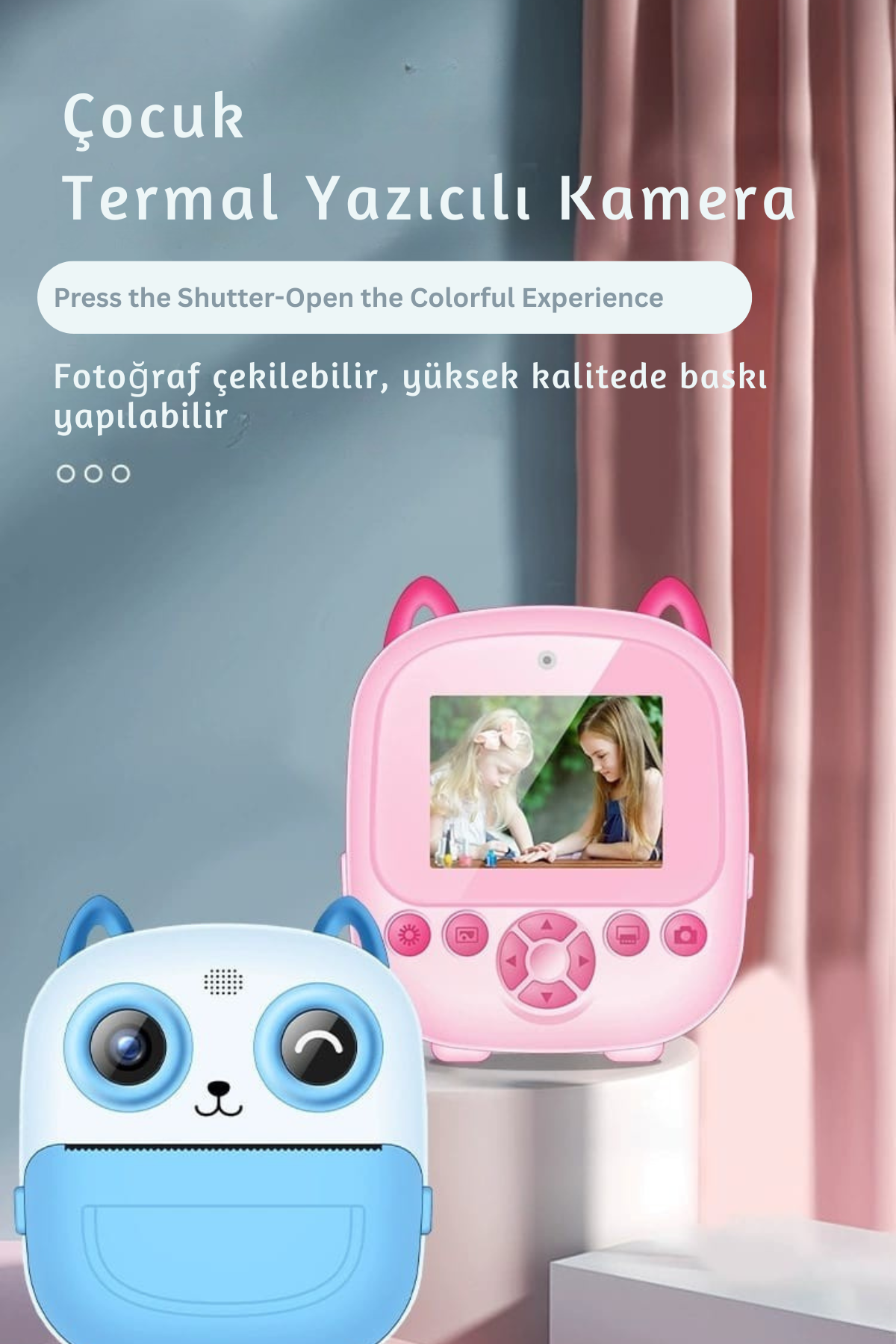 Wodimark Print Camera Çocuk Fotoğraf Makinesi Dijital HD Video Kamera Anlık