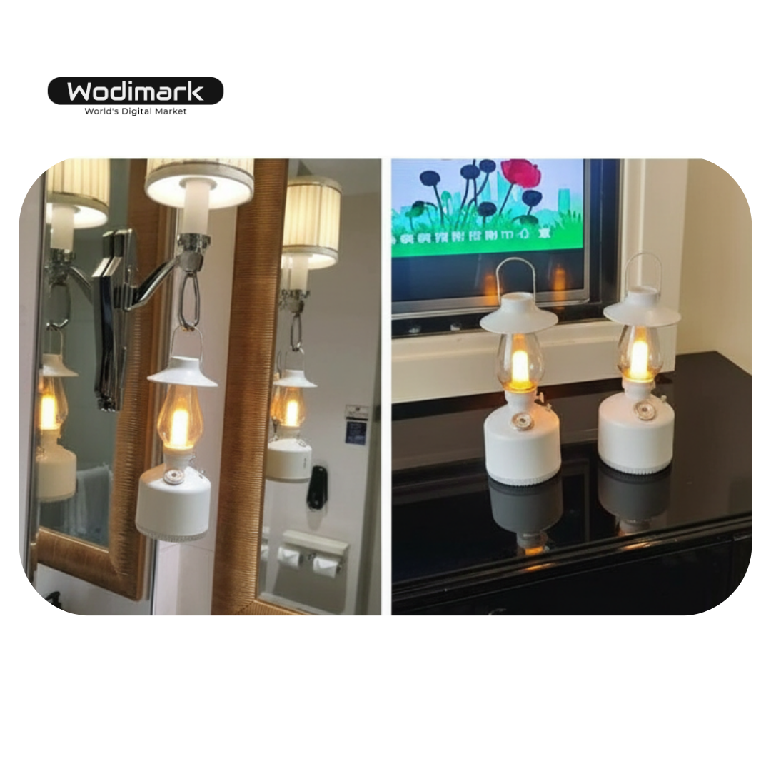 Wodimark Retro Gaz Lambası Görünümlü Şarjlı Hava Nemlendirici | LED Gece Lambası & Aroma Difizör | Sessiz Nano Buhar Teknolojisi
