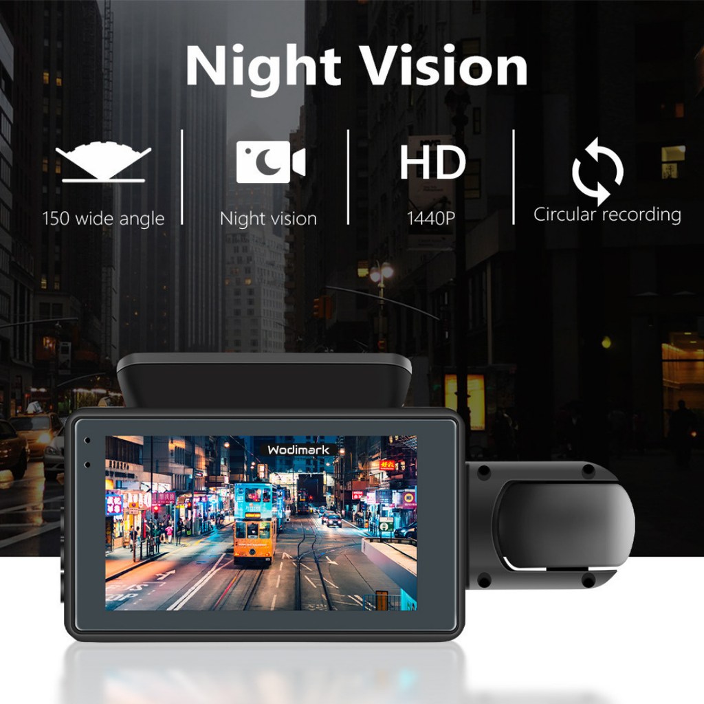 Wodimark A68 Full HD 1080P Araç Kamerası – Çift Lensli, Gece Görüşlü, G-Sensörlü