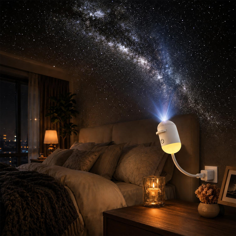 Galaxy Yıldızlı Gökyüzü Projektörü, 2'si 1 Arada 360° Ayarlanabilir LED Uzay Samanyolu Lambası, 12 Adet Film Diskli Yıldızlı Gökyüzü Projektörü, Yatak Odası Parti Dekorasyon Hediye İçin Tavan