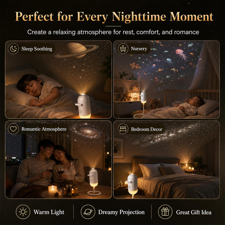 Galaxy Yıldızlı Gökyüzü Projektörü, 2'si 1 Arada 360° Ayarlanabilir LED Uzay Samanyolu Lambası, 12 Adet Film Diskli Yıldızlı Gökyüzü Projektörü, Yatak Odası Parti Dekorasyon Hediye İçin Tavan