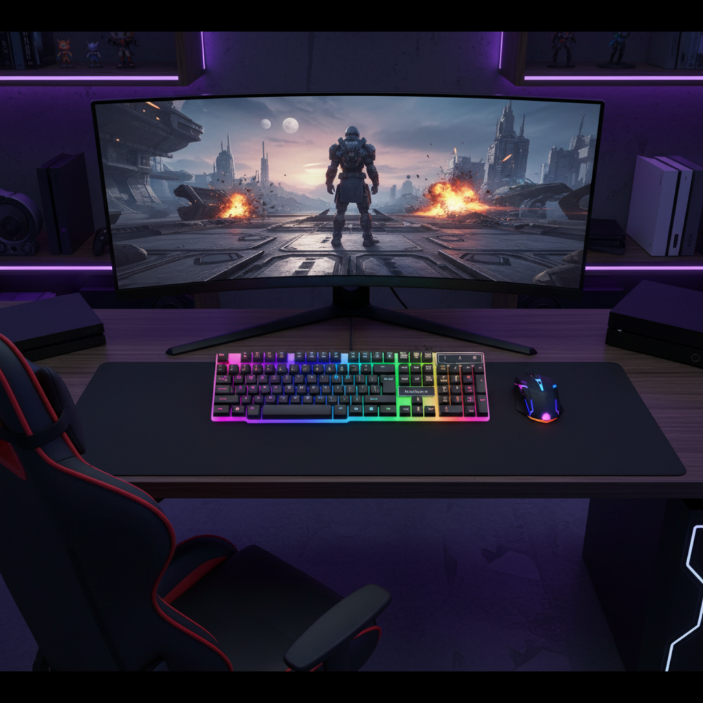 RGB Oyuncu Klavye Mouse Seti | Metal Gövdeli, Tam Boyutlu Q Klavye, 1600 DPI Gaming Mouse | USB Kablolu