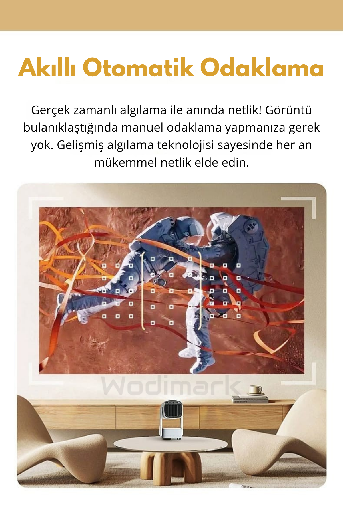 Wodimark K2 Pro+ Taşınabilir Powerbankli Projeksiyon Cihazı