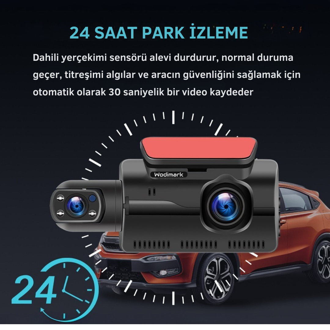 Wodimark A68 Full HD 1080P Araç Kamerası – Çift Lensli, Gece Görüşlü, G-Sensörlü