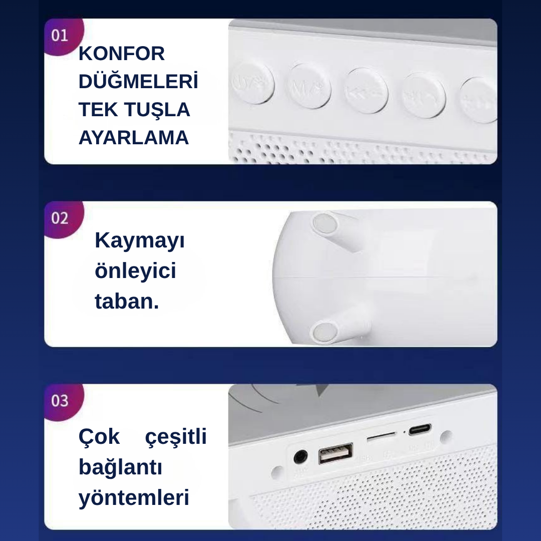 Wodimark RGB Bluetooth Speaker Dijital Göstergeli