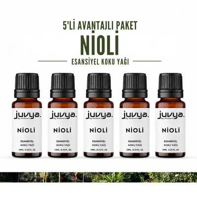 Juvya. 5'Li Nioli Esansiyel Uçucu Koku Yağı Buhurdanlık Yağı Difüzör Esansı Hobi Esans Ortam Oda Kokusu 10ml