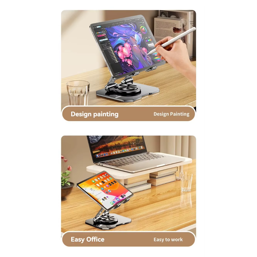 Wodimark 360° Döner Tablet Standı | iPad İçin Katlanabilir Masaüstü Tablet ve Telefon Tutucu
