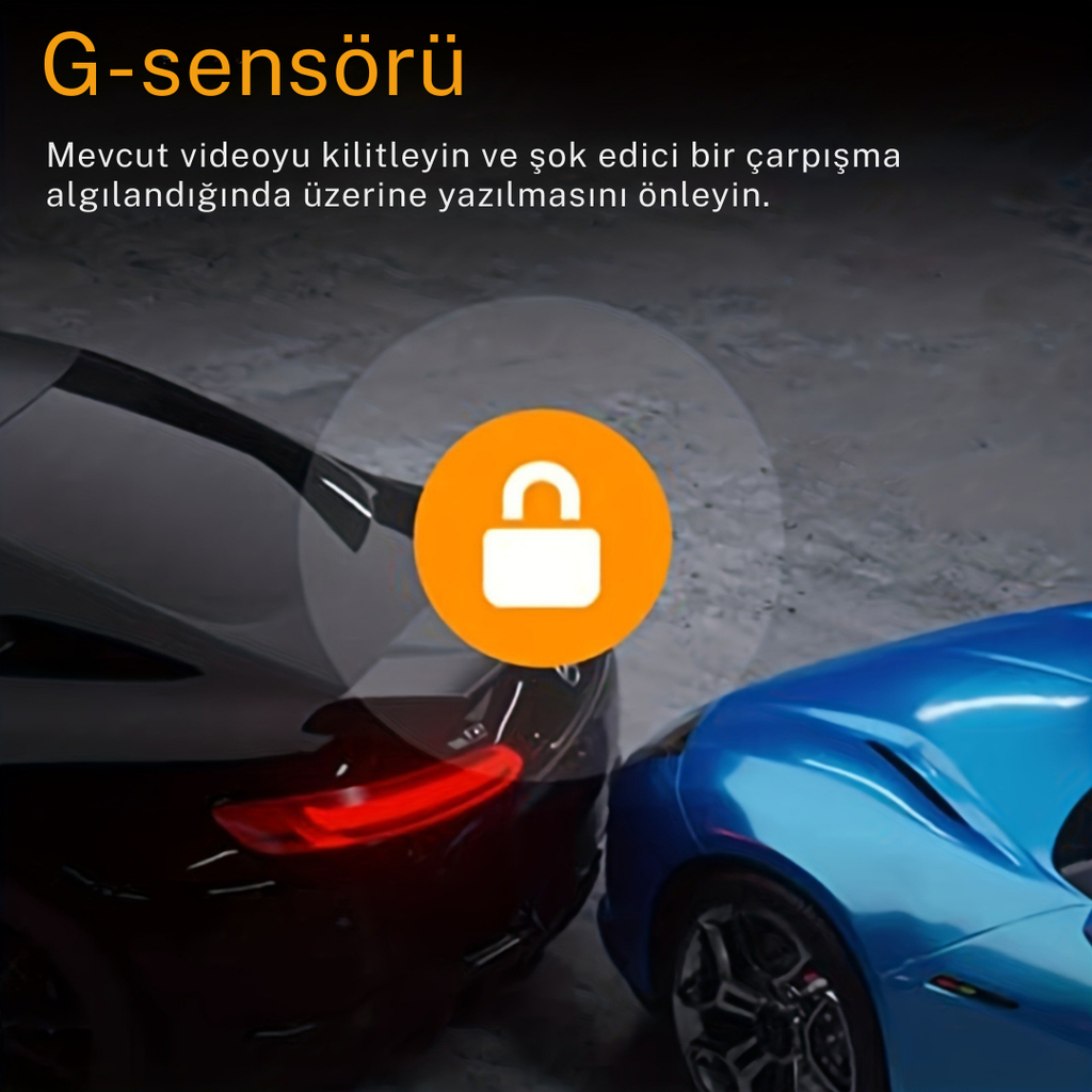Wodimark Araç İçi Kamera 3.16” LCD Ekran, 170° Geniş Açılı Lens, Gece Görüş, G-S