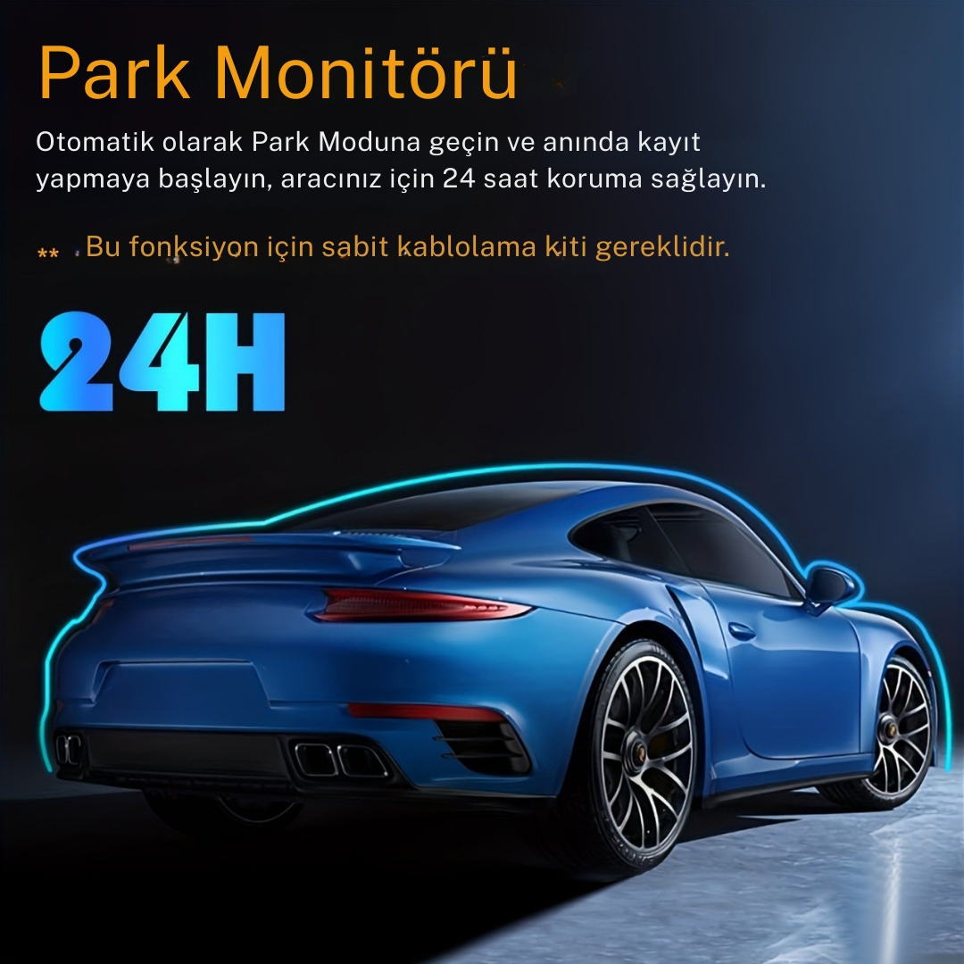 Wodimark Araç İçi Kamera 3.16” LCD Ekran, 170° Geniş Açılı Lens, Gece Görüş, G-S