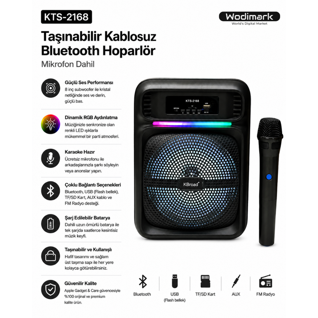 Wodimark Taşınabilir Karaoke Hoparlör