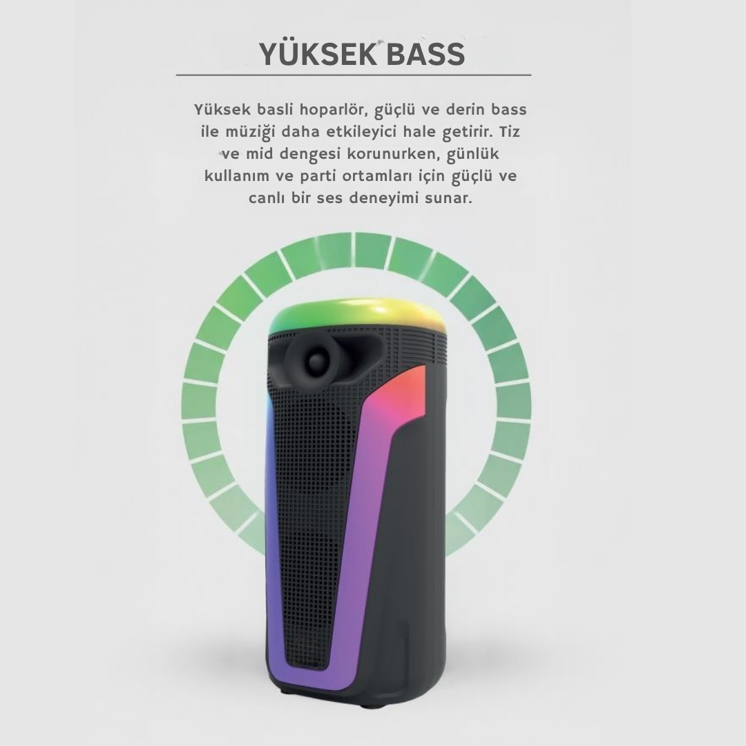 Wodimark RGB Ledli taşınabilir ses sistemi Bluetooth Hoparlör