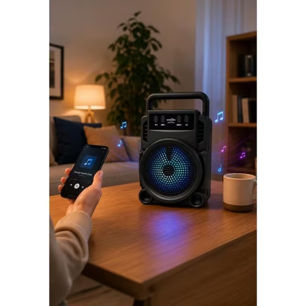 Wodimark Bluetooth Hoparlör Taşınabilir Kablosuz Hoparlör Rgb Sd Kart Aux Usb Girişli Wireless Speaker Hoparlör Işıklı Hoparlör