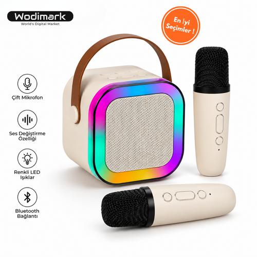 Wodimark 5.3 Bluetooth Taşınabilir Karaoke Hoparlör 20W Çift hoparlör