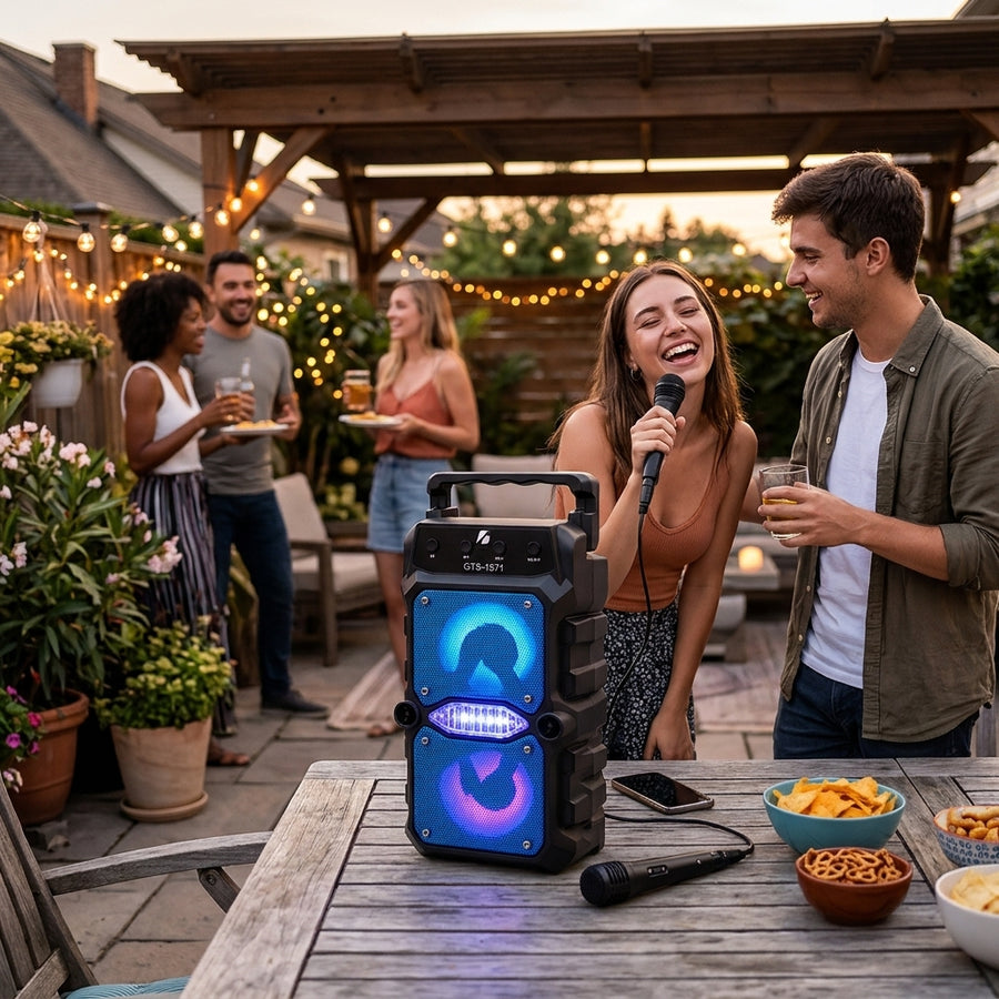 Wodimark Rgb Işıklı Mikrofonlu Bluetooth Hoparlör Kablosuz Outdoor Parti Hoparlörü