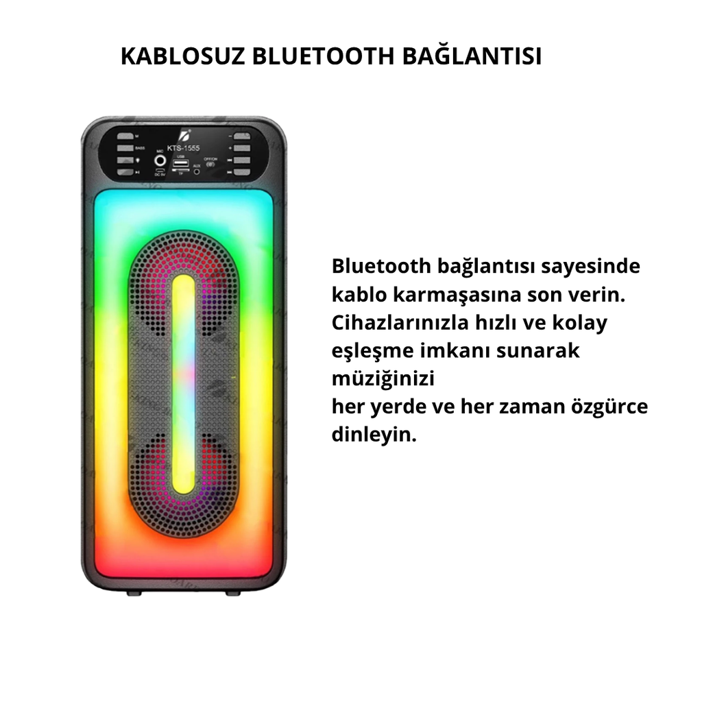 Wodimark RGB Ledli taşınabilir ses sistemi Bluetooth Hoparlör