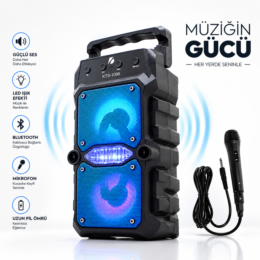 Wodimark Rgb Işıklı Mikrofonlu Bluetooth Hoparlör Kablosuz Outdoor Parti Hoparlörü