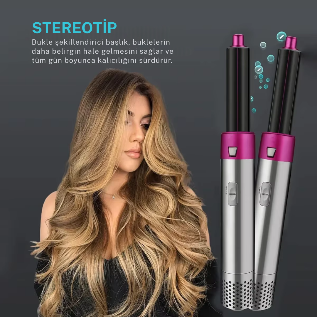 Wodimark 5 in 1 Hot Air Styler Saç Şekillendirici – Profesyonel Saç Kurutma & Şekillendirme Seti | Negatif İyon Teknolojisi | 3 Isı Ayarı | Bukle, Düzleştirme & Hacim